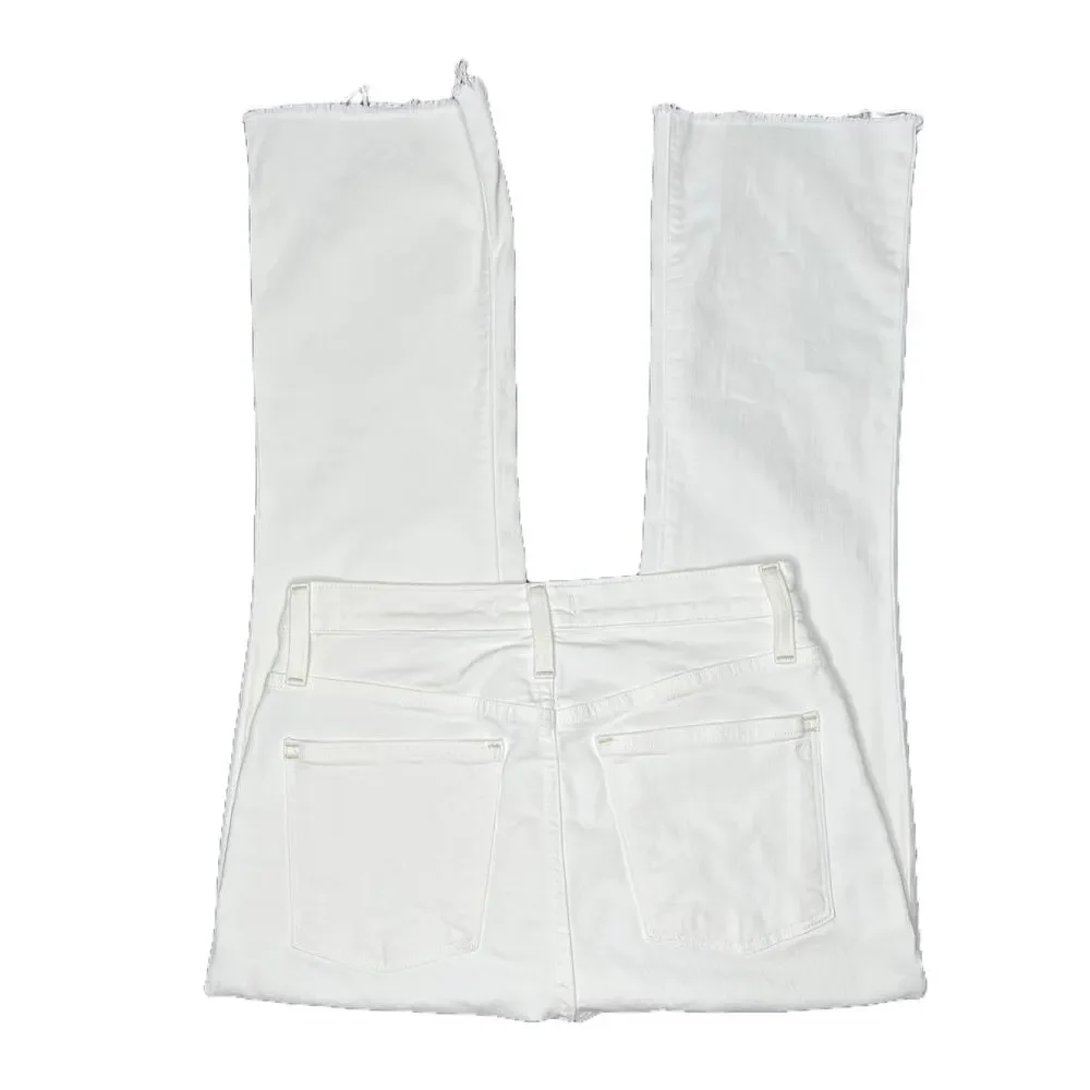 Madewell Cali Demi-Boot Jeans in Pure White w/ Raw-Hem size 28